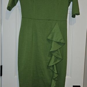 Elegant Green Ruffle Dress